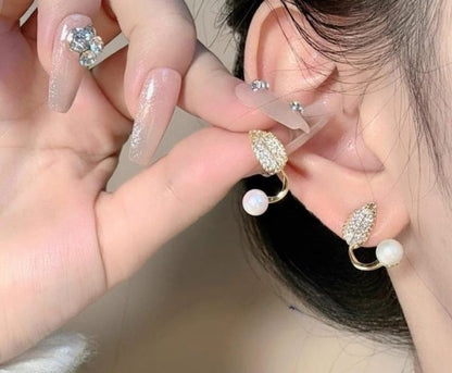 Leaf Pearl Earrings – Classy And Feminine Jewelry For Daily & Party Wear – Studs For Girls And Womens